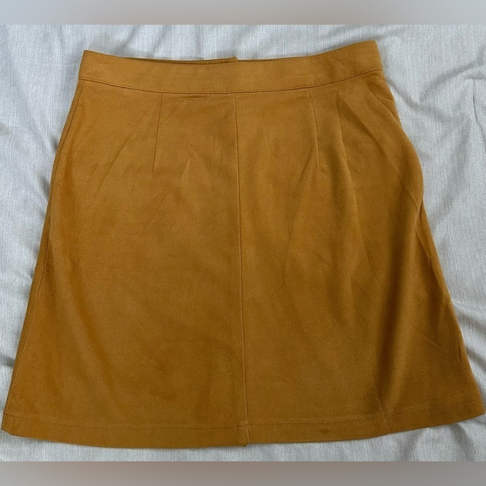 Flying Tomato Faux Suede Mustard Mini Skirt - Picture 7 of 7